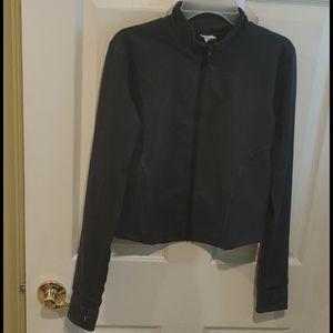 Cropped dark teal fitted zip jacket